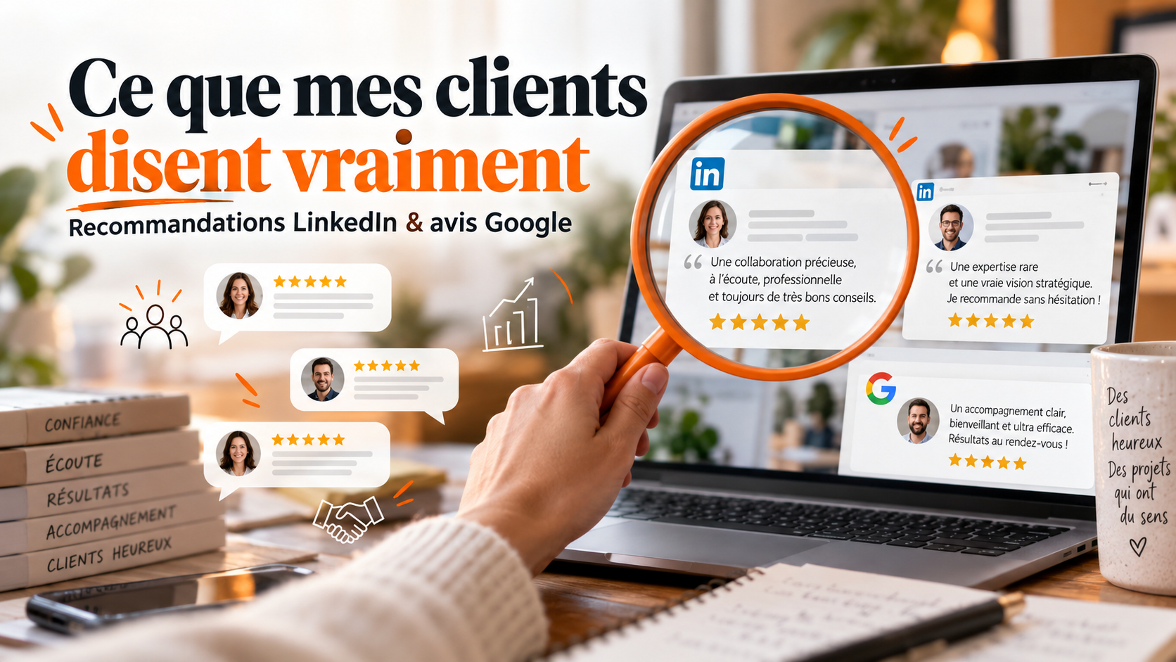 Vous consultez actuellement Ce que 85 recommandations LinkedIn et mes avis Google révèlent sur ma façon de travailler !
